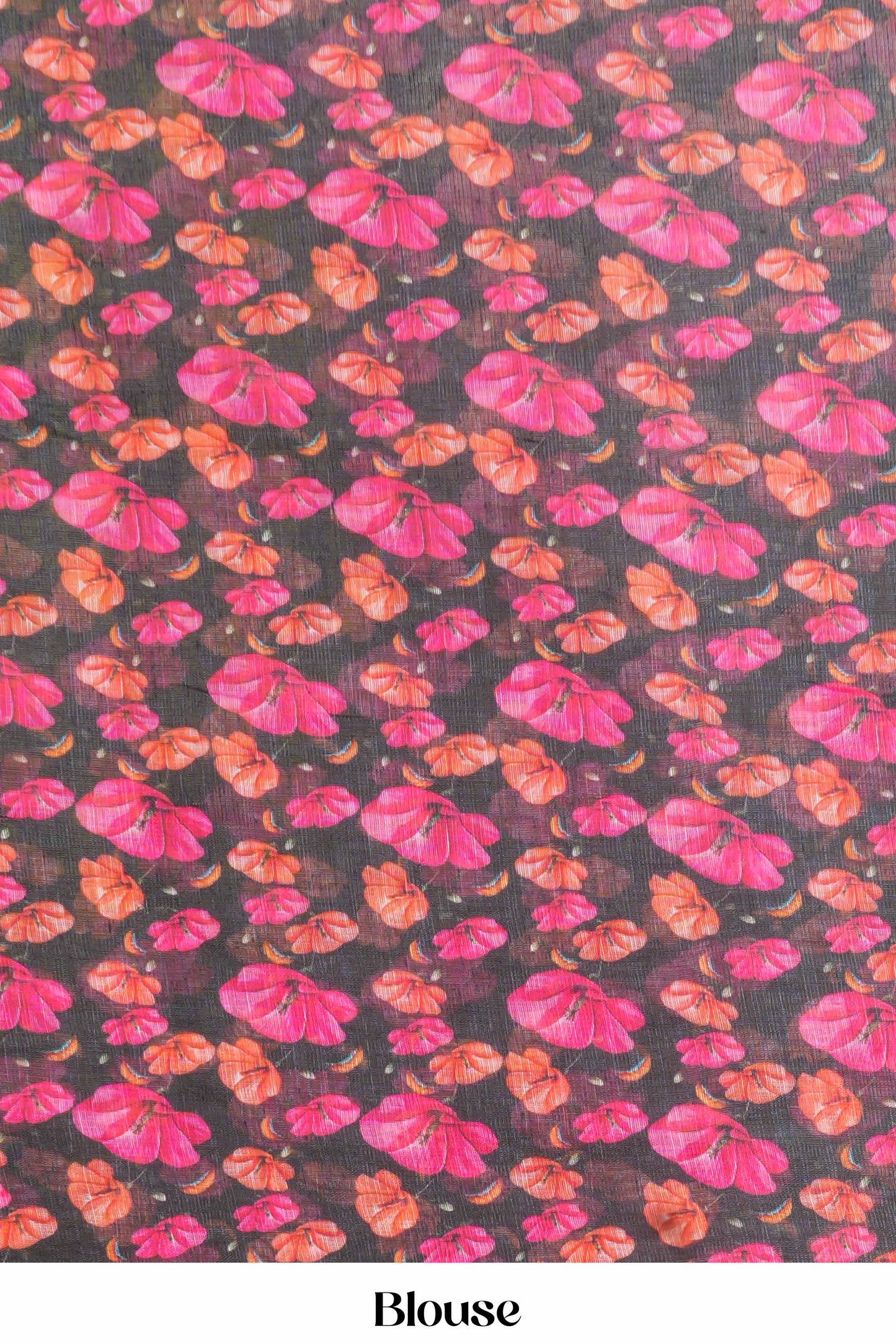 Black artisan print linen saree