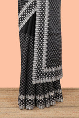 Black chiffon designer saree