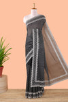 Black chiffon geometric saree