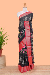 Black chiffon georgette floral saree