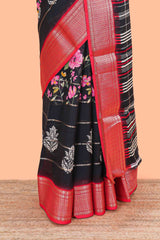 Black chiffon georgette lightweight saree