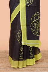 Black elegant linen saree