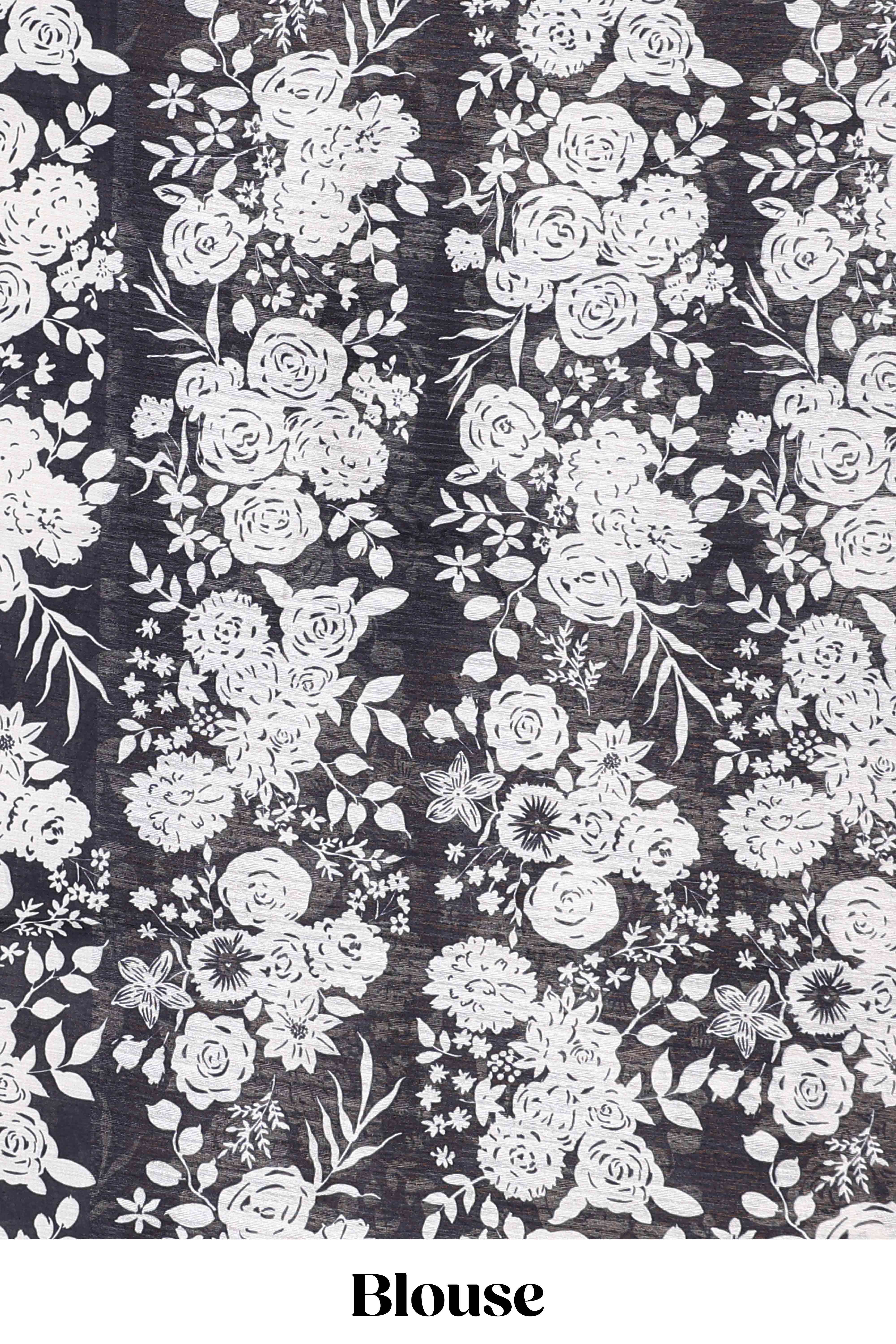 Black graceful linen saree