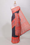 Black linen cotton butta saree