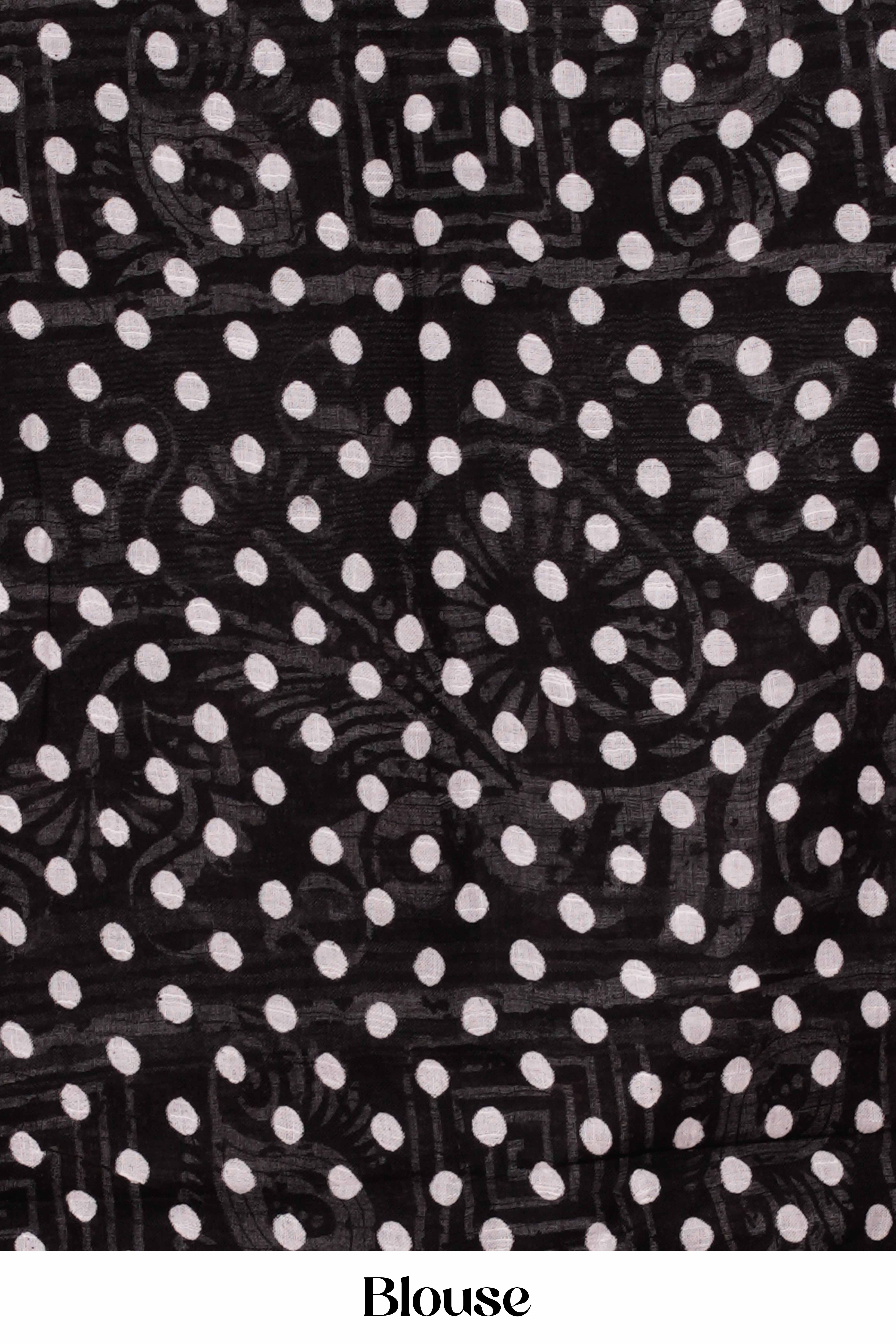 Black linen cotton saree