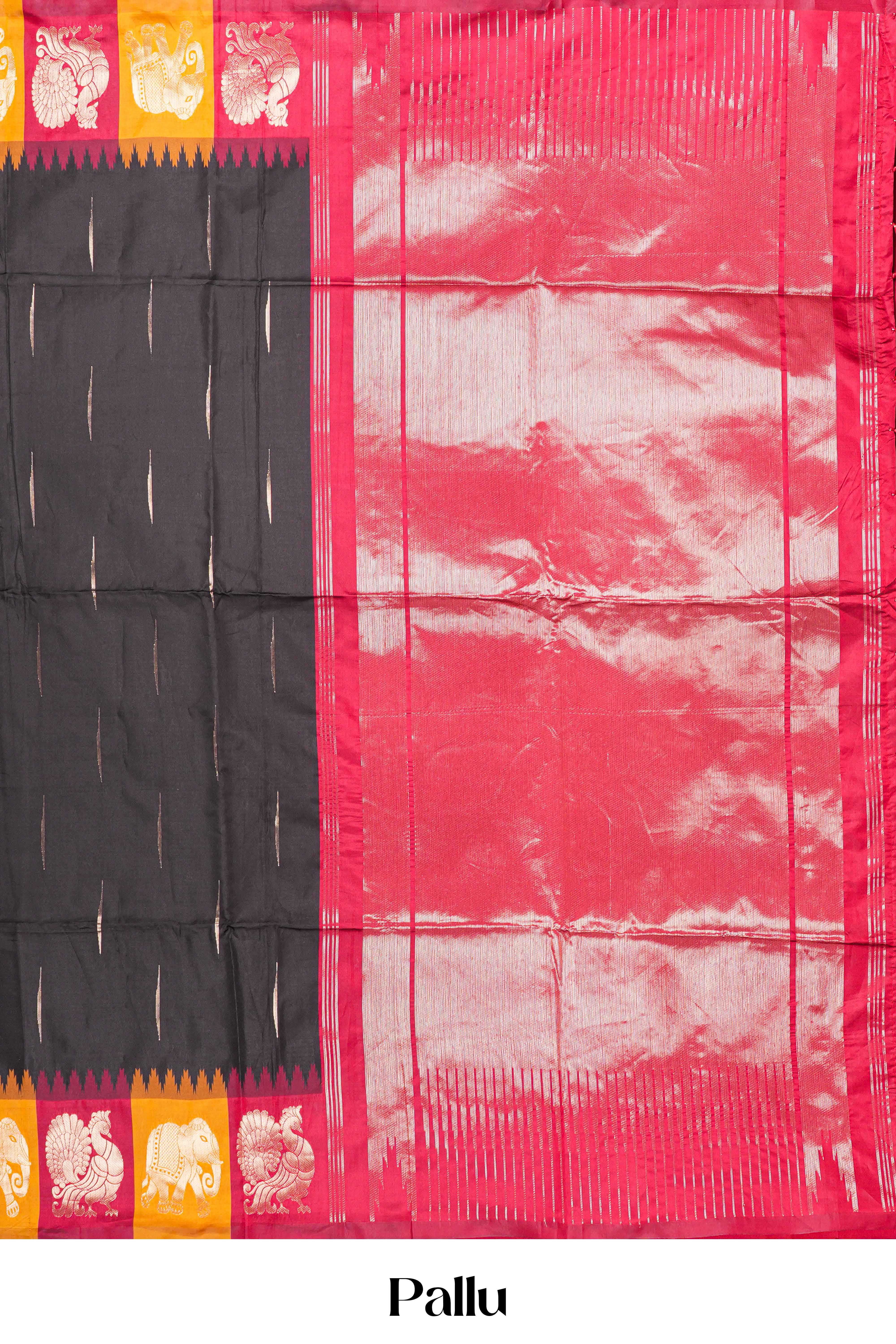 Black semi art silk contrast blouse saree