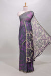 Black shibori linen saree