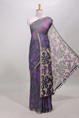 Black shibori linen saree