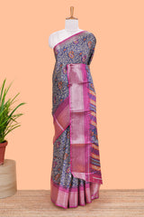 Blue Colour zari border