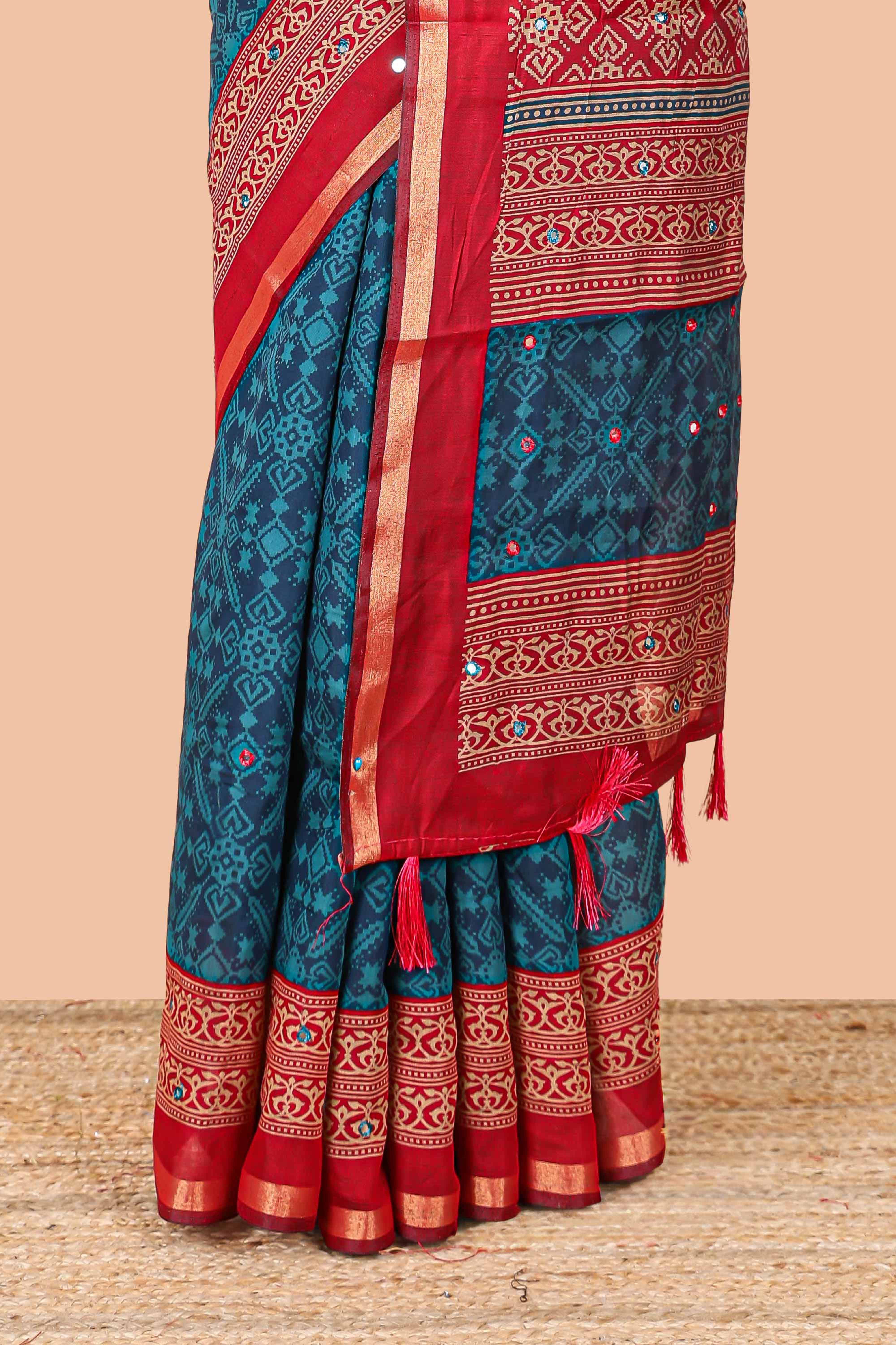 Blue casual chanderi cotton sarees