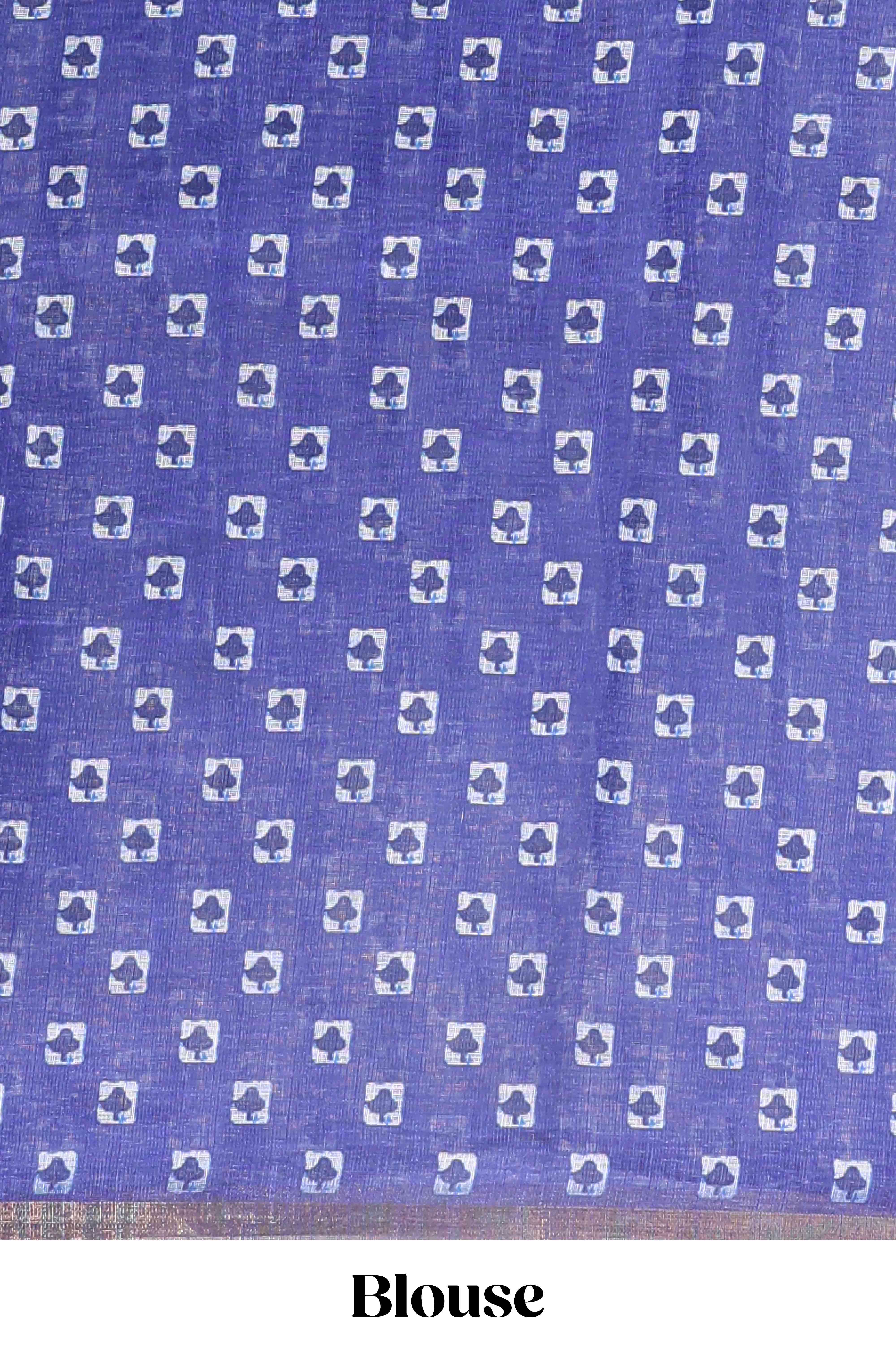 Blue casual wear linen cotton saree