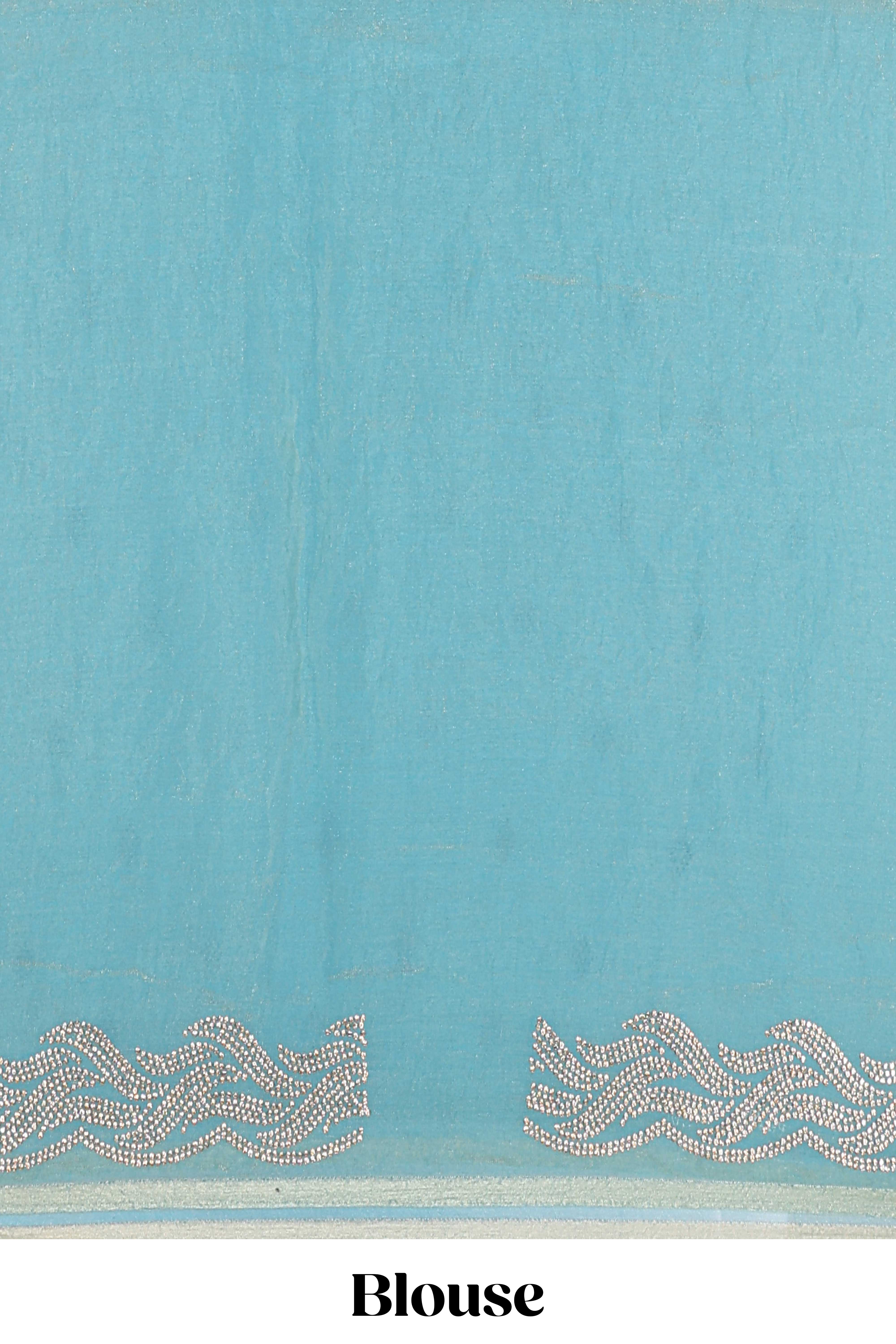 Blue chiffon designer saree