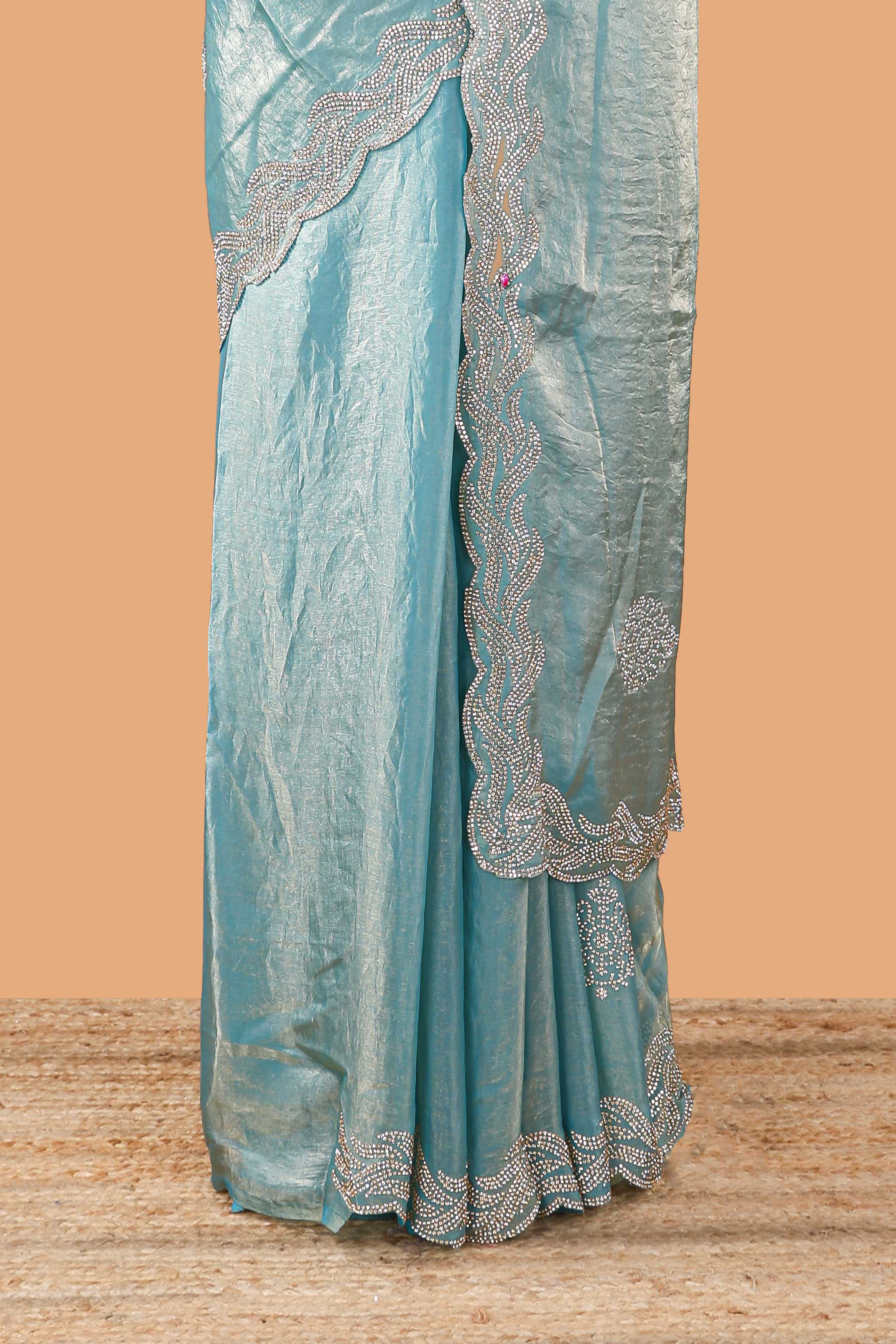 Blue chiffon elegant saree