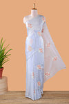 Blue chiffon floral saree