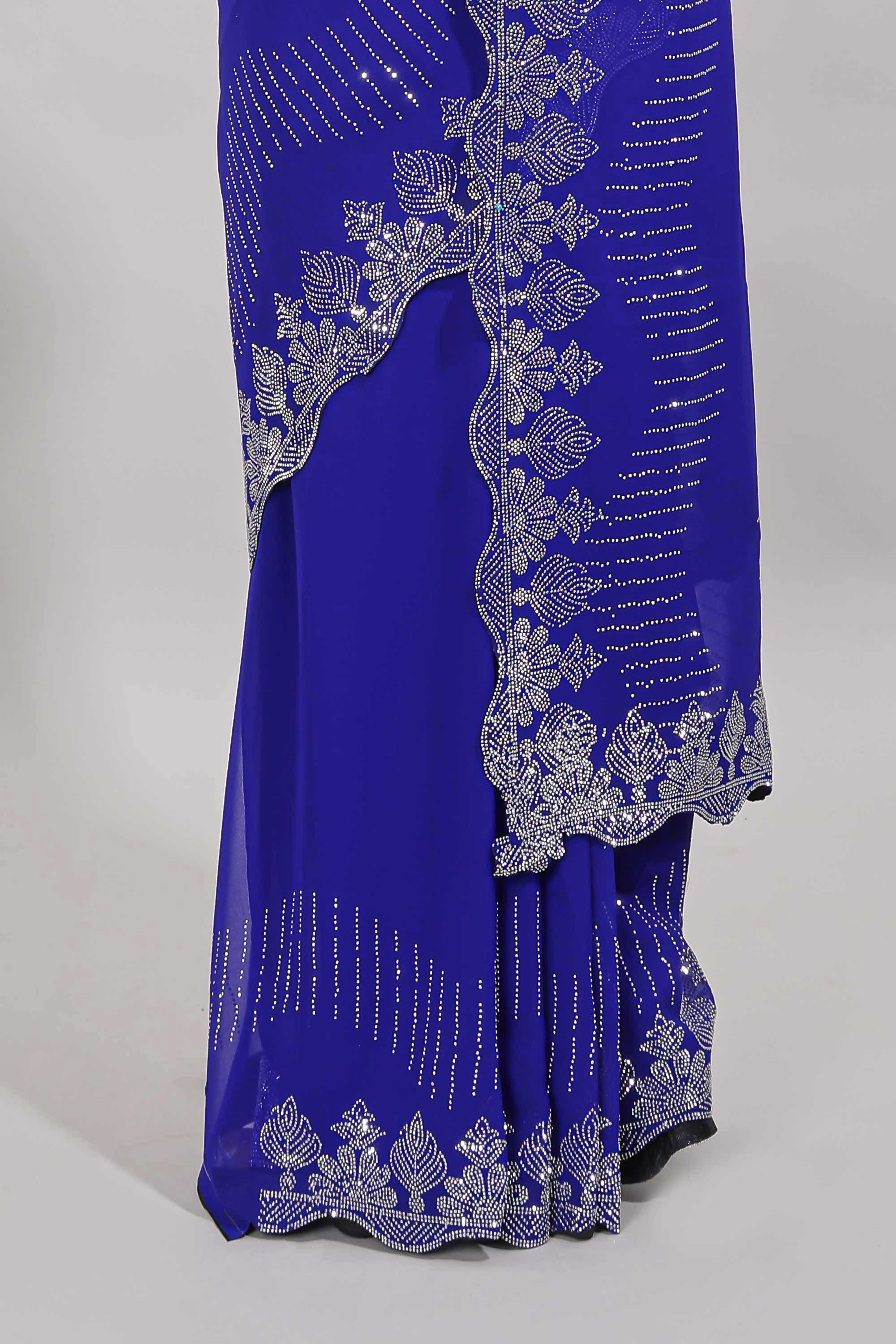 Blue color festive designer saree
