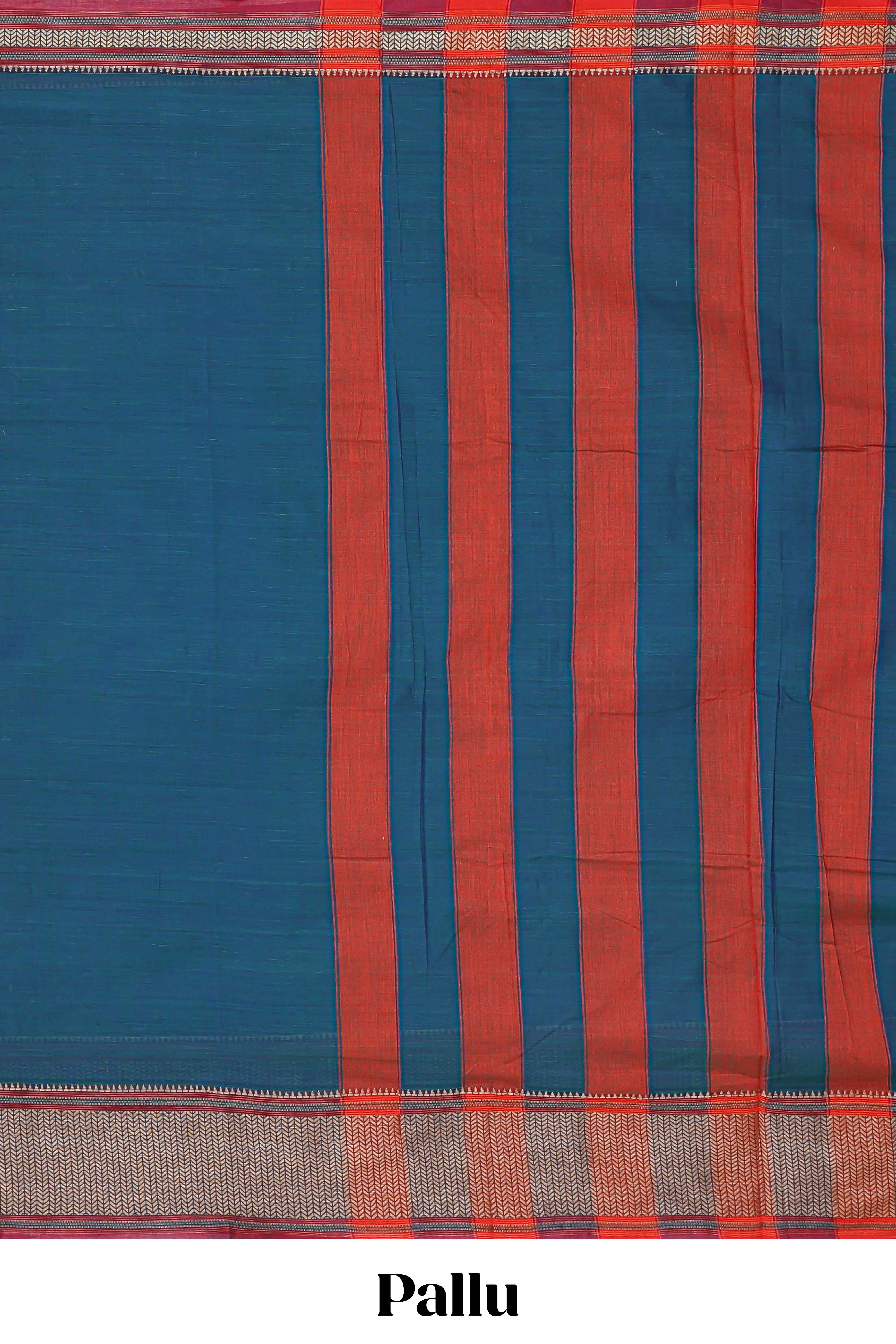 Blue contrast border saree