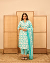 Blue cotton floral salwar suit