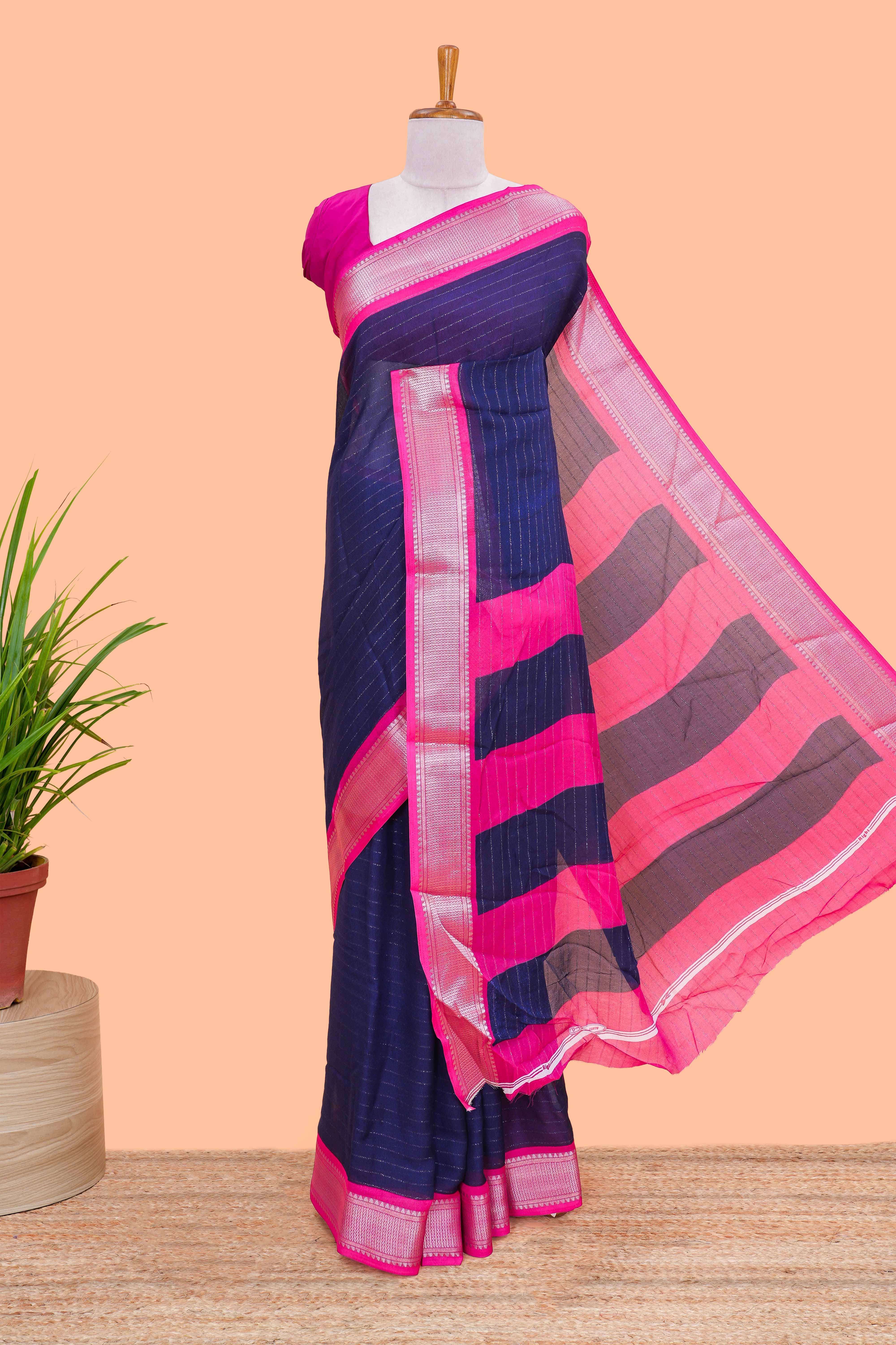 Blue crepe chiffon stripes