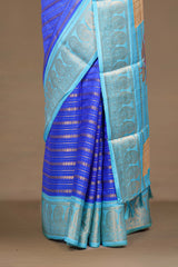 Blue dola silk jacquard border saree