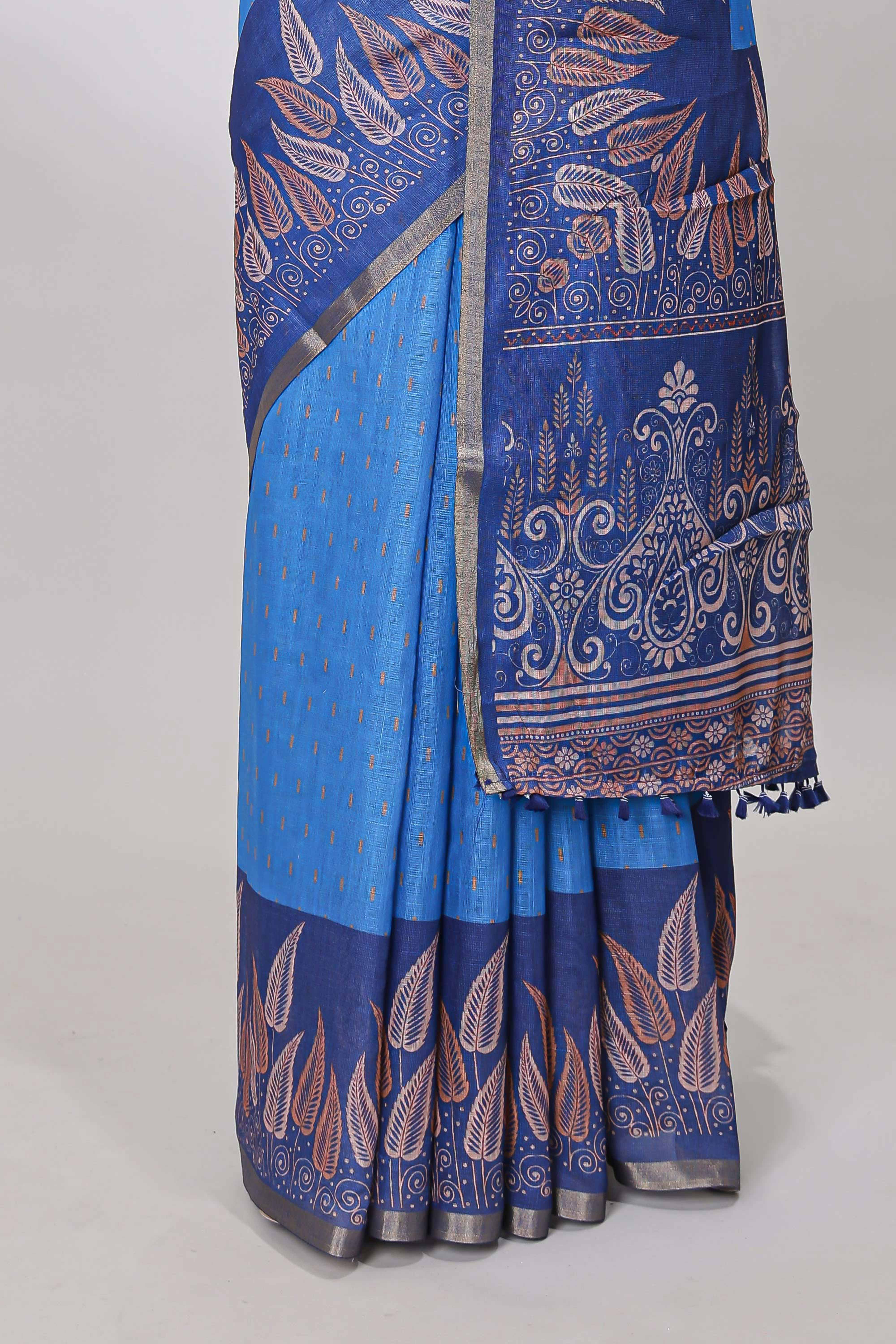 Blue ethnic butta saree