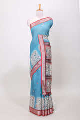 Blue ethnic floral saree
