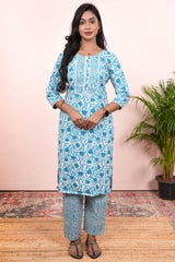 Blue festive printed outfit