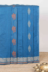 Blue floral butta kanchi cotton saree