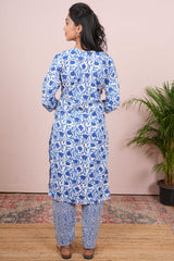 Blue floral printed salwar set