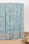 Blue geometric diamond design Kota cotton saree