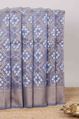 Blue geometric zari weaving Kota cotton saree
