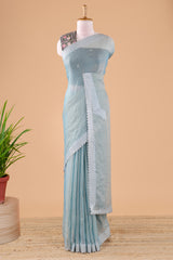 Blue georgette silk sequin saree