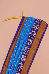 Blue ikkat with black border