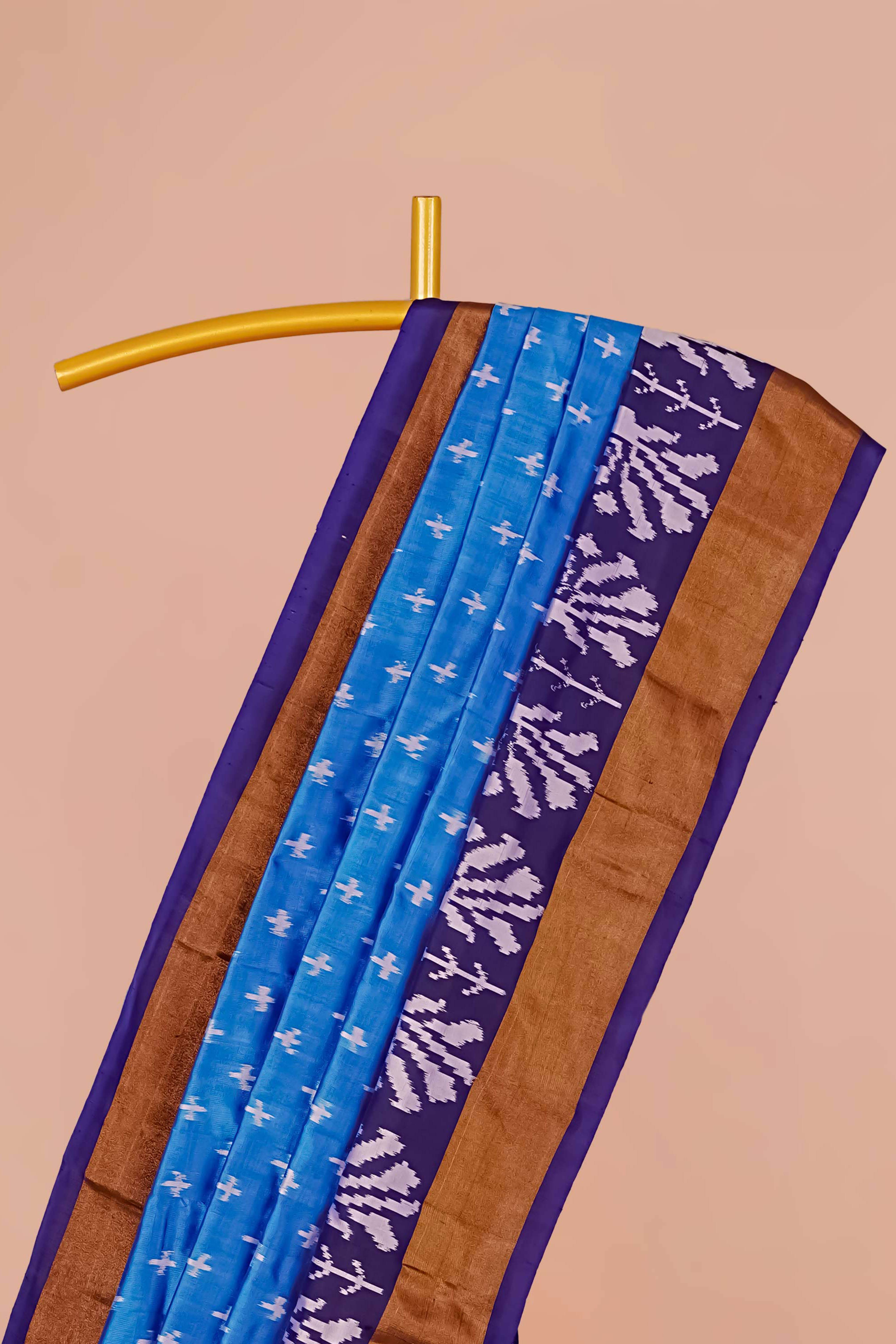 Blue ikkat with black border