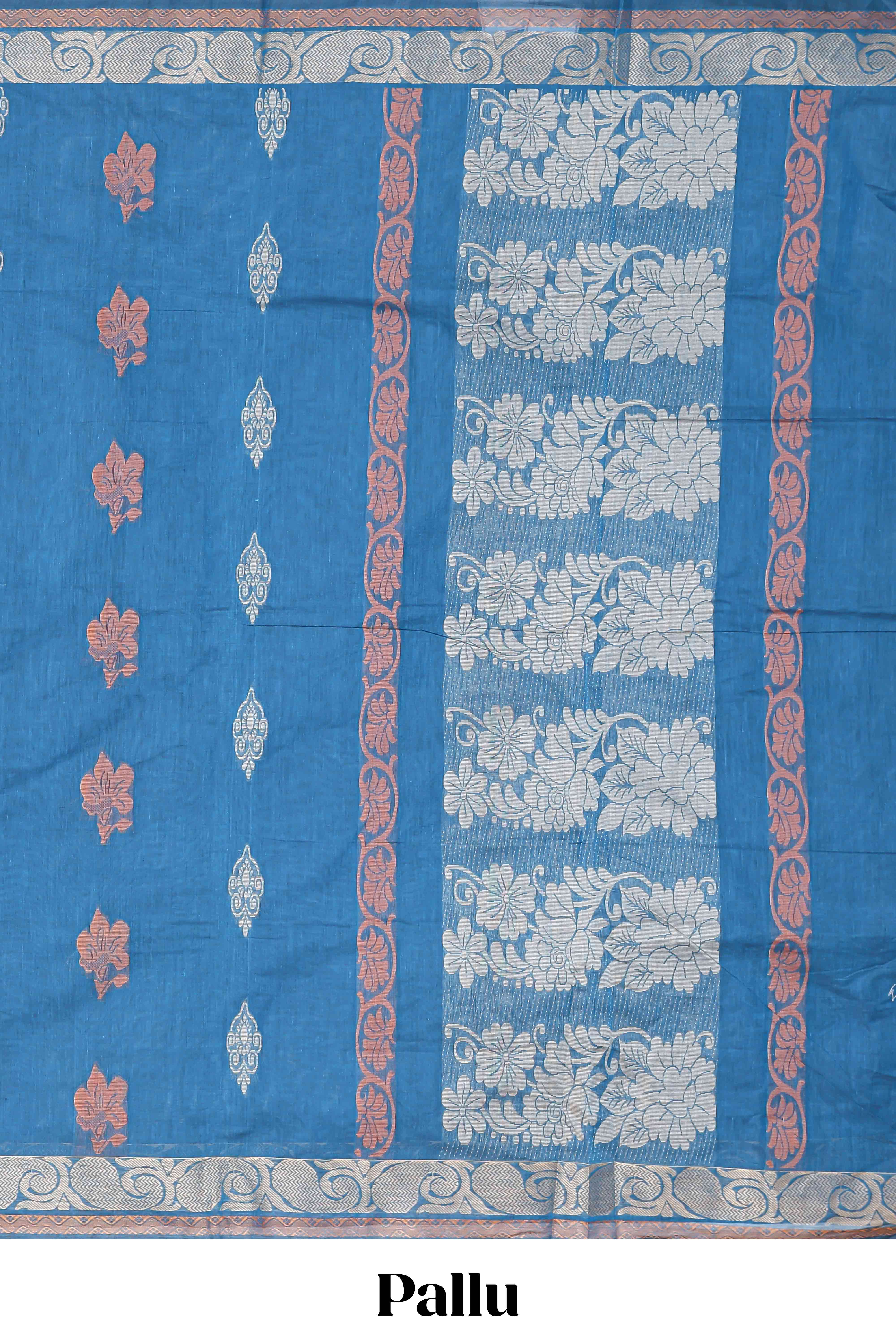 Blue kanchi cotton saree