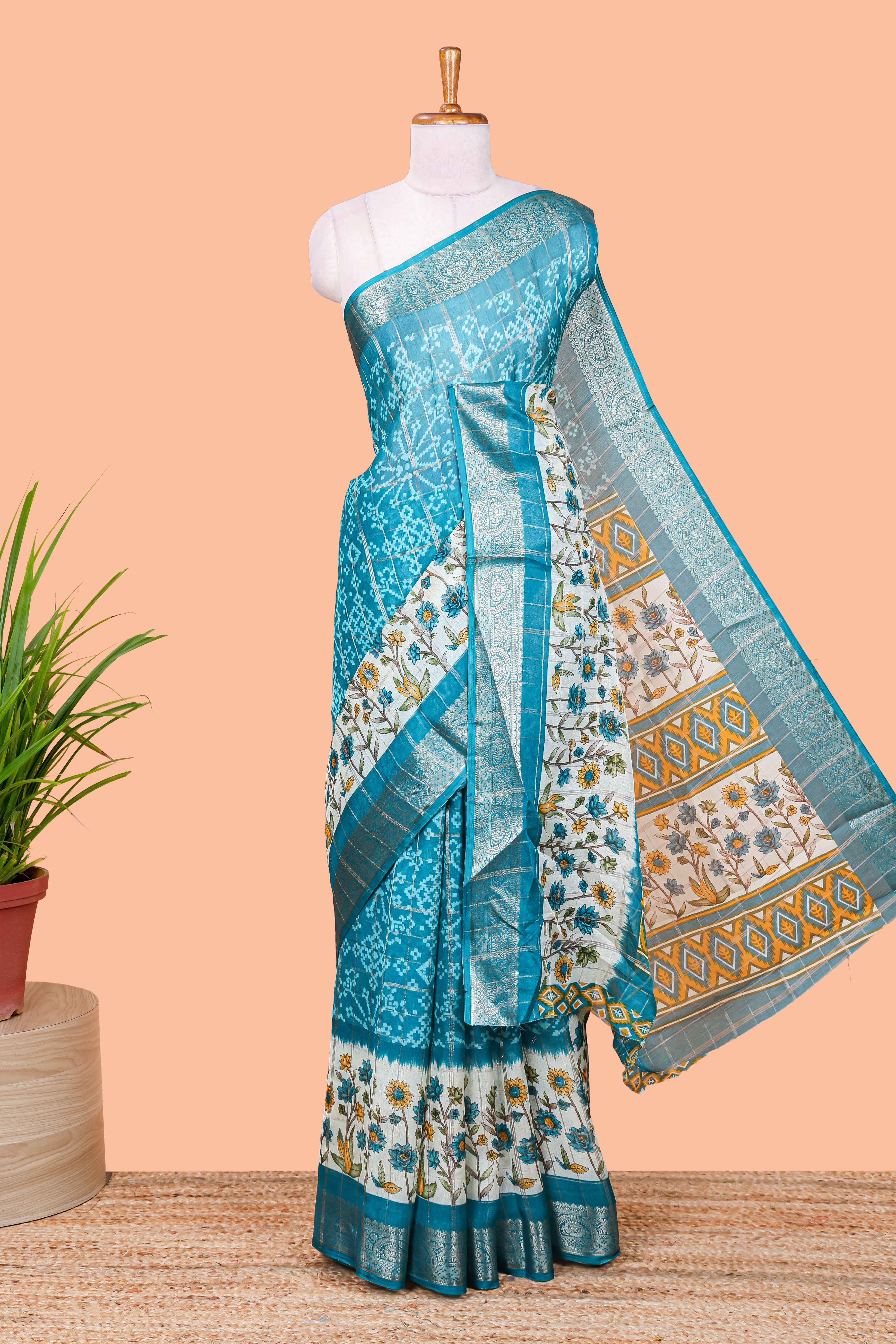 Blue lightweight georgette fabric