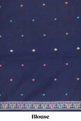 Blue munga cotton festive saree with blouse