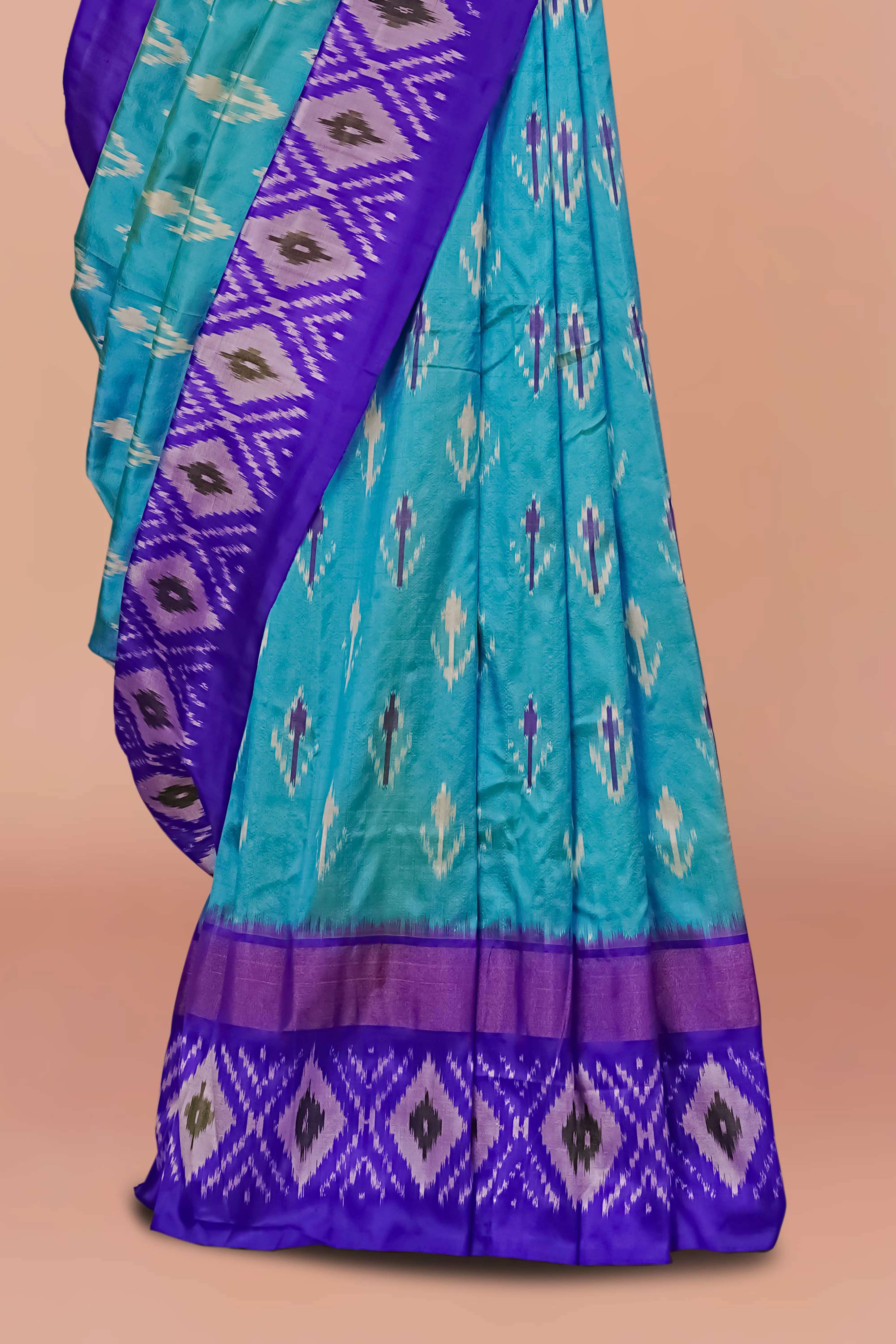 Blue purple contrast ikkat