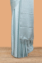 Blue satin georgette drape saree