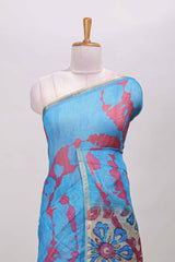 Blue self zari border
