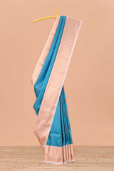 Blue semi soft silk saree