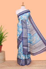 Blue silk dola fabric