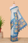 Blue silk tussar drape