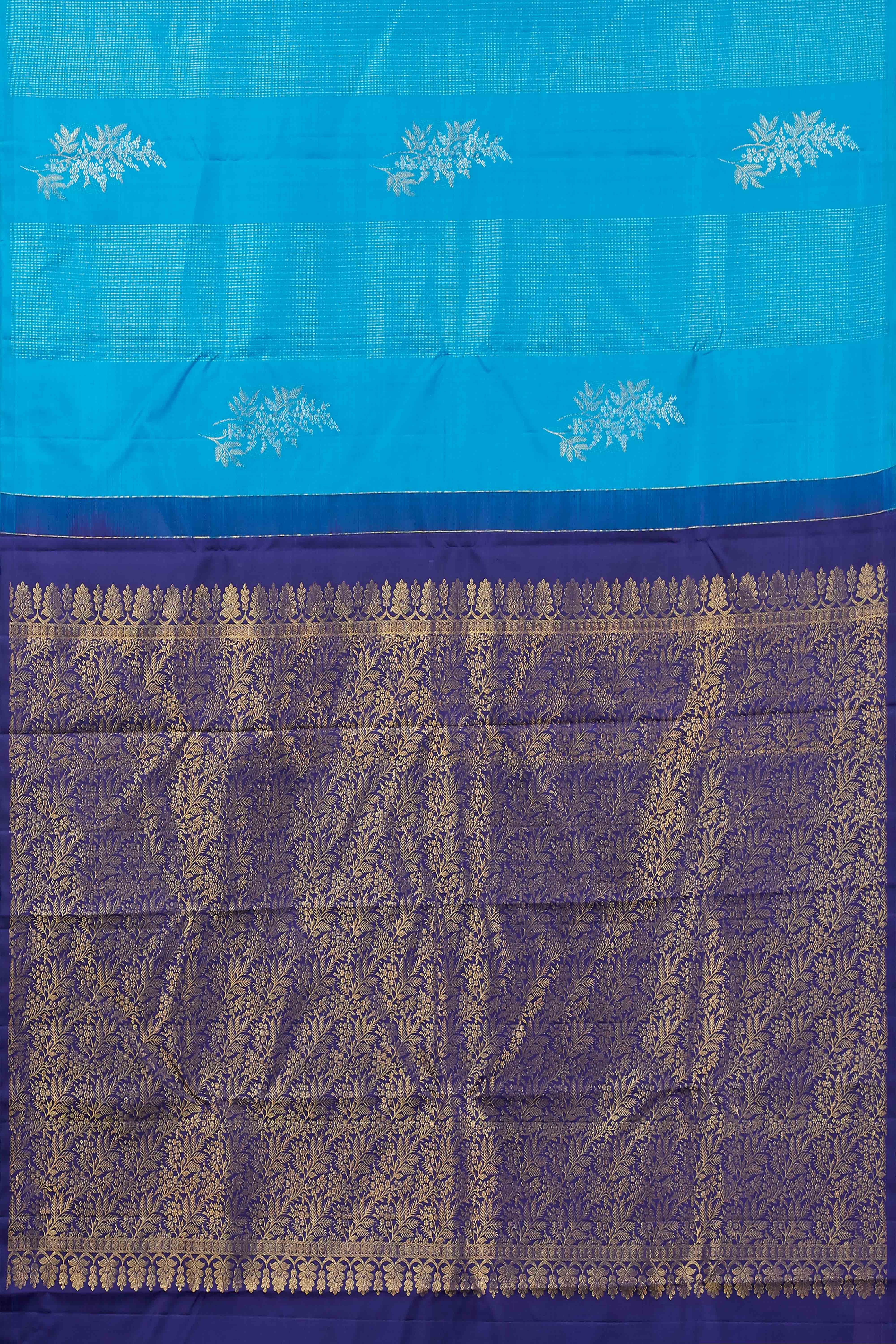 Blue silver butta silks saree