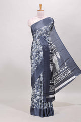Blue smooth crepe fabric