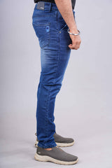 Blue stretch denim pants