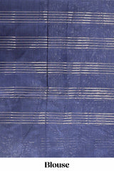Blue traditional chanderi saree checked pattern
