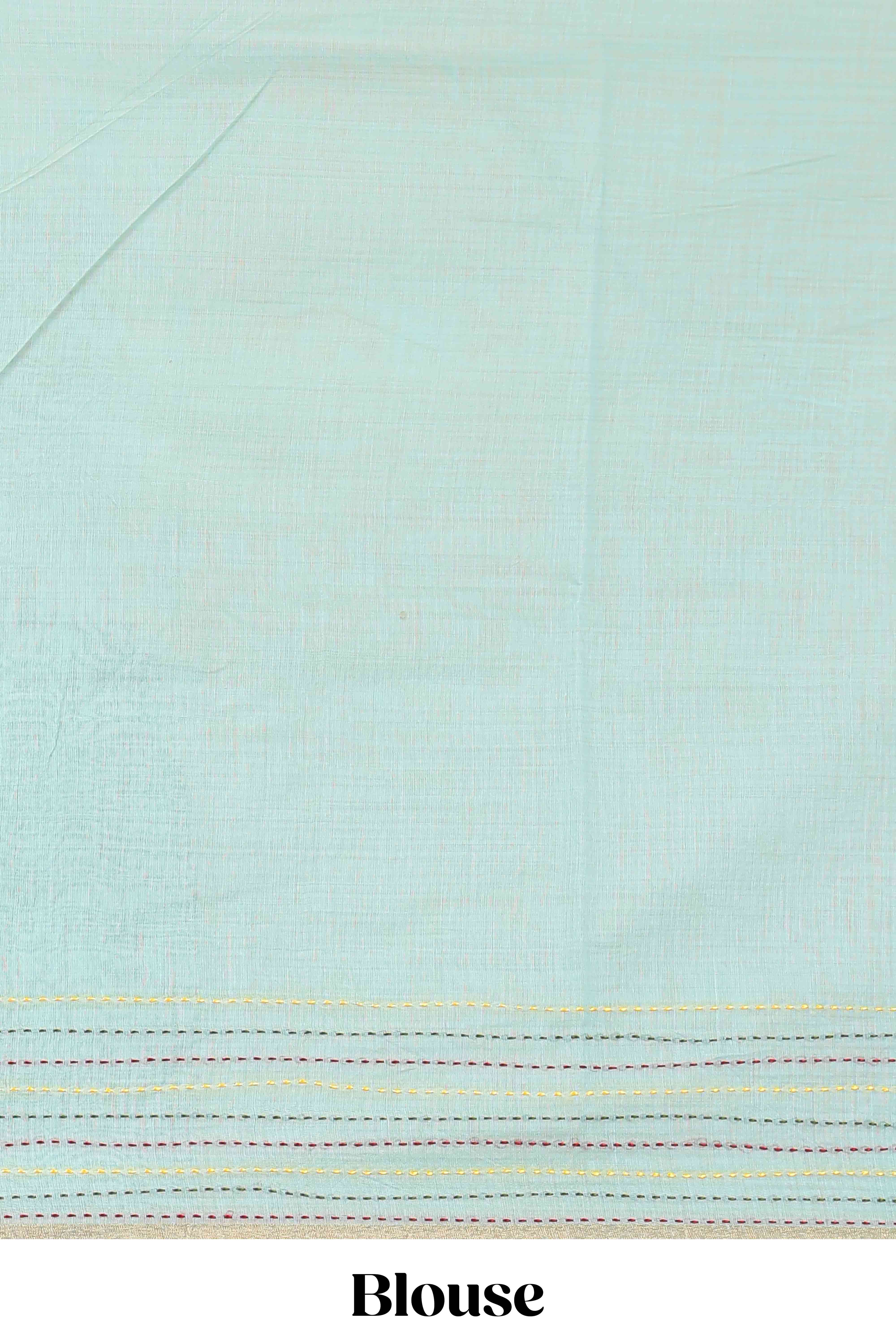Blue traditional chanderi saree hand stitched embroidery