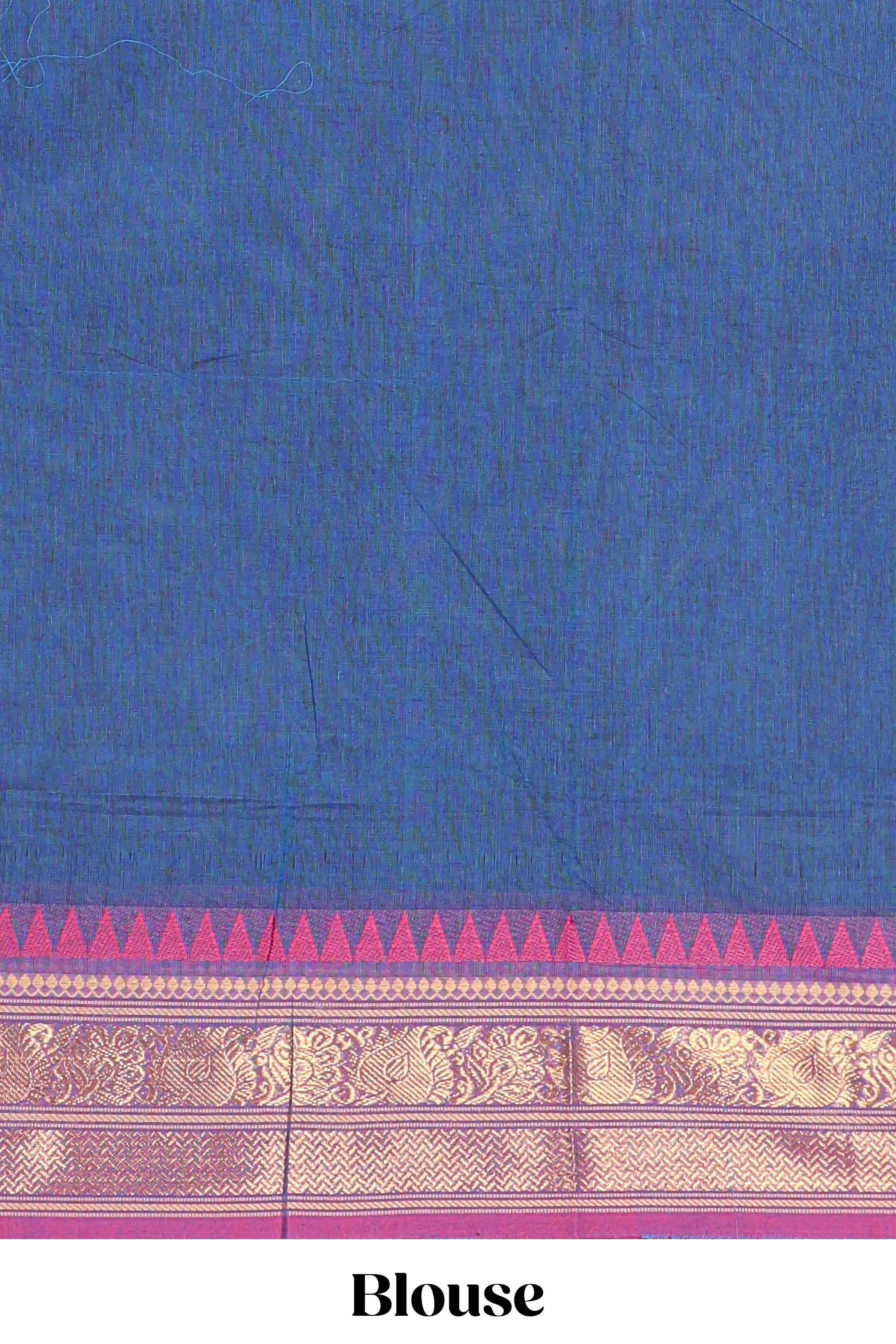 Blue traditional chettinad cotton saree