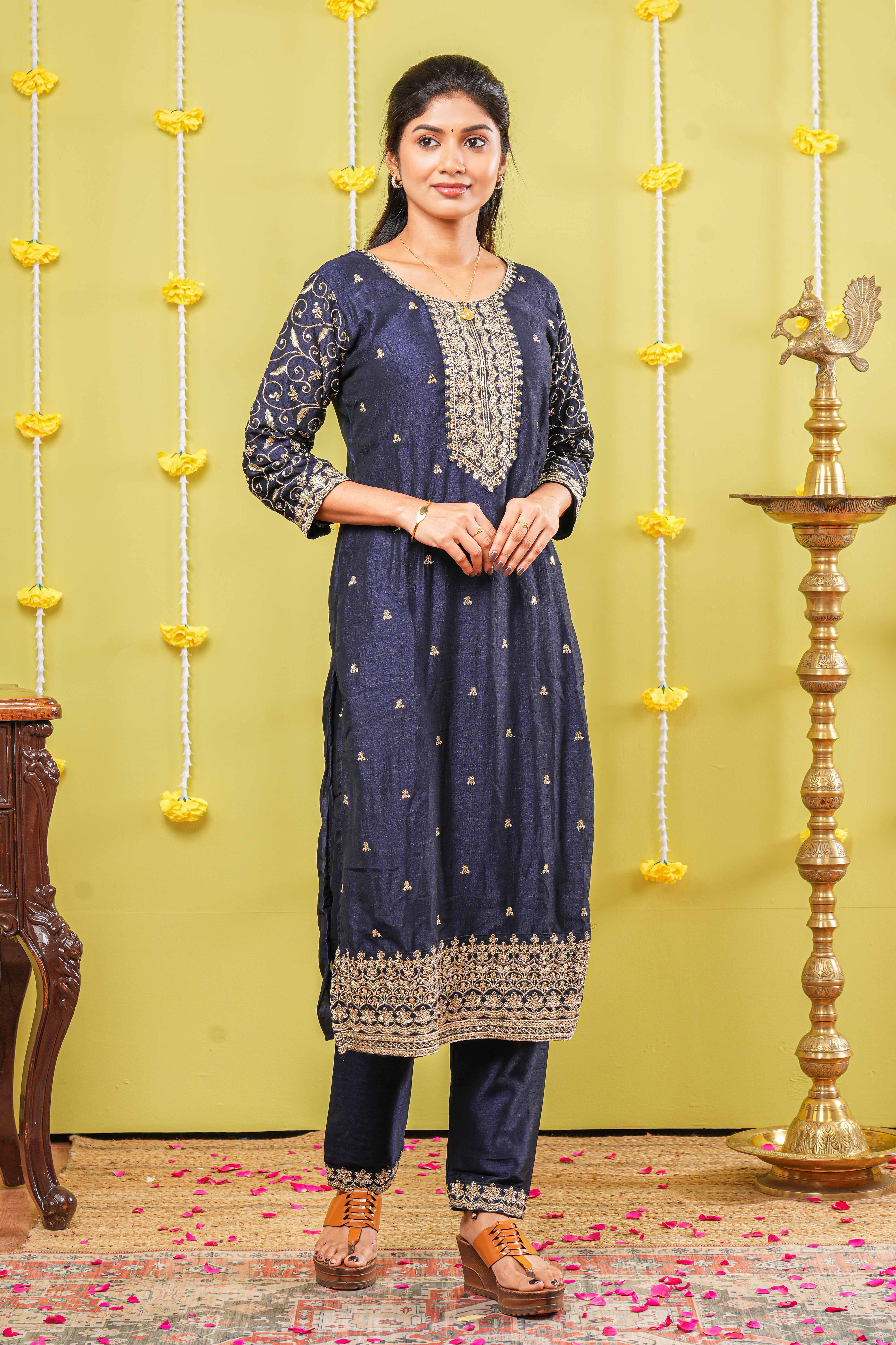Blue traditional suit with dupatta