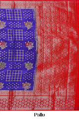 Blue wedding tussar silk saree